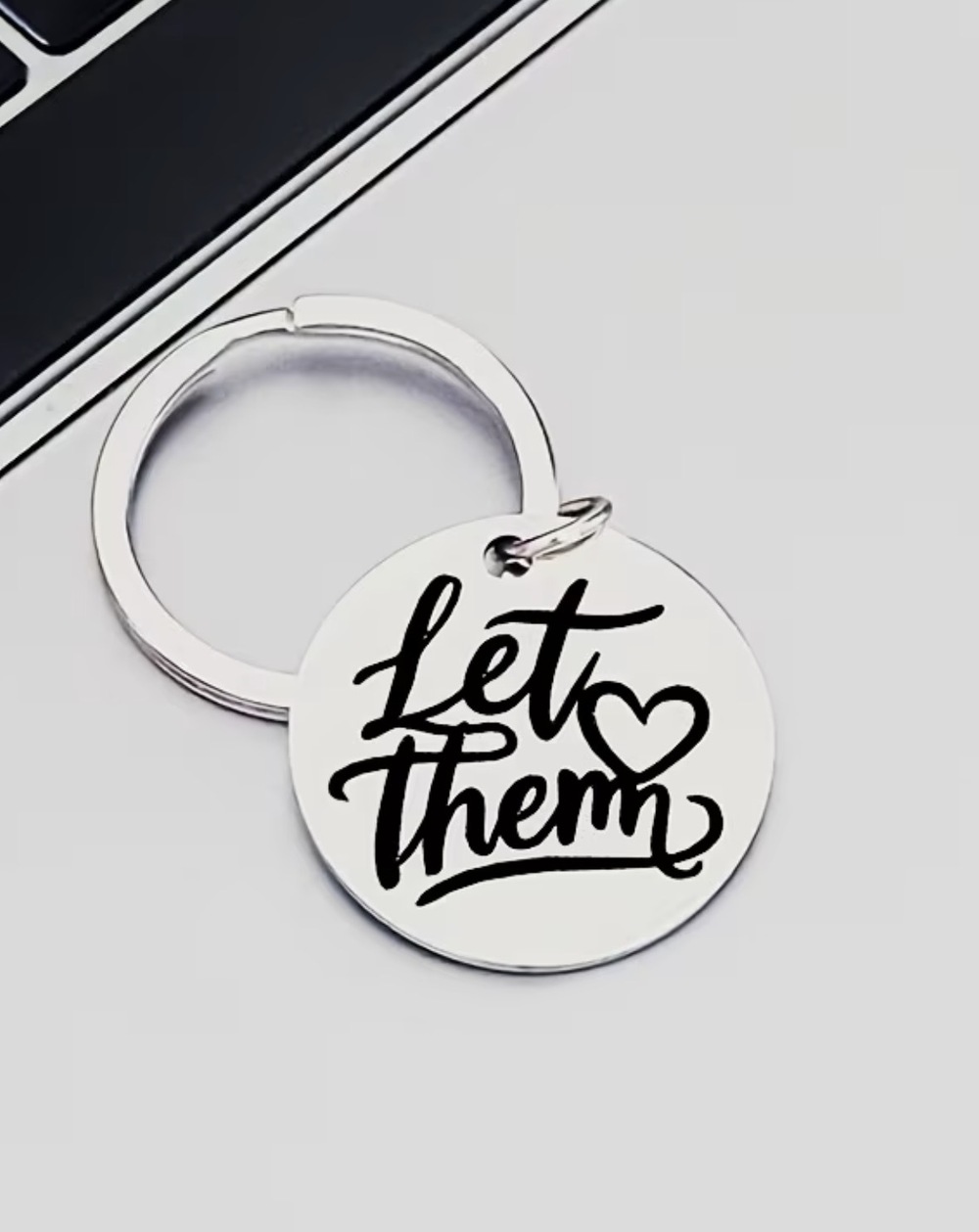 3/$25 Let Them Positive Mindset Stainless Steel Keychain NEW